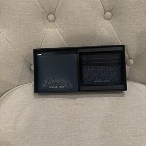 Michael Kors Blue Wallet and Card Holder Set